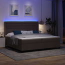 LED Box Spring Bed med madras Mørk Brun 200 x 200 cm Stof