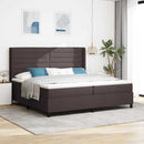 LED Box Spring Bed med madras Mørk Brun 200 x 200 cm Stof
