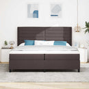 LED Box Spring Bed med madras Mørk Brun 200 x 200 cm Stof