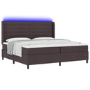 LED Box Spring Bed med madras Mørk Brun 200 x 200 cm Stof