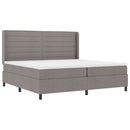 LED Box Spring Bed med madras Gråbrun 200 x 200 cm Stof