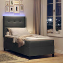 LED Box Spring Bed med madras Lysegrå 80 x 200 cm Stof