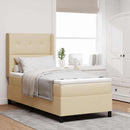 LED Box Spring Bed med madras Creme 90 x 190 cm Stof