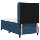 LED Box Spring Bed med hovedgærde Blå 90 x 190 cm Stof