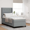 LED Box Spring Bed med madras Lysegrå 90 x 200 cm Stof