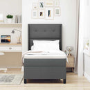LED Box Spring Bed med hovedgærde Mørkegrå 90 x 200 cm Stof