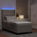 LED Box Spring Bed med madras Gråbrun 90 x 200 cm Stof