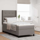 LED Box Spring Bed med madras Gråbrun 90 x 200 cm Stof