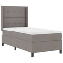 LED Box Spring Bed med madras Gråbrun 90 x 200 cm Stof