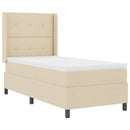 LED Box Spring Bed med madras Creme 90 x 200 cm Stof