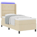 LED Box Spring Bed med madras Creme 90 x 200 cm Stof