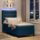 LED Box Spring Bed med hovedgærde Blå 90 x 200 cm Stof