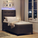 LED Box Spring Bed med hovedgærde Mørk Brun 100 x 200 cm Stof