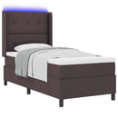 LED Box Spring Bed med hovedgærde Mørk Brun 100 x 200 cm Stof