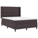 LED Box Spring Bed med madras Mørk Brun 140 x 190 cm Stof