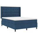 LED Box Spring Bed med madras Blå 140 x 190 cm Stof