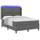 LED Box Spring Bed med madras Mørkegrå 140 x 200 cm Stof