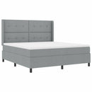 LED Box Spring Bed med madras Lysegrå 180 x 200 cm Stof