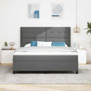 LED Box Spring Bed med hovedgærde Mørkegrå 180 x 200 cm Stof