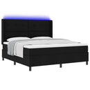 LED Box Spring Bed med madras Sort 180 x 200 cm Stof