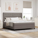 LED Box Spring Bed med madras Gråbrun 180 x 200 cm Stof