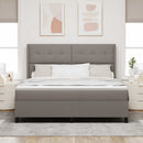 LED Box Spring Bed med madras Gråbrun 180 x 200 cm Stof