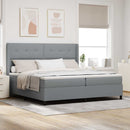LED Box Spring Bed med hovedgærde Lysegrå 200 x 200 cm Stof