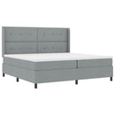 LED Box Spring Bed med hovedgærde Lysegrå 200 x 200 cm Stof