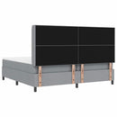 LED Box Spring Bed med hovedgærde Lysegrå 200 x 200 cm Stof