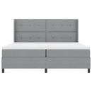 LED Box Spring Bed med hovedgærde Lysegrå 200 x 200 cm Stof
