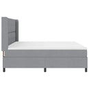 LED Box Spring Bed med hovedgærde Lysegrå 200 x 200 cm Stof