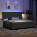 LED Box Spring Bed med hovedgærde Mørkegrå 200 x 200 cm Stof