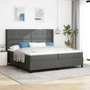 LED Box Spring Bed med hovedgærde Mørkegrå 200 x 200 cm Stof