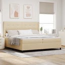 LED Box Spring Bed med madras Creme 200 x 200 cm Stof