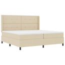 LED Box Spring Bed med madras Creme 200 x 200 cm Stof