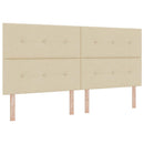 LED Box Spring Bed med madras Creme 200 x 200 cm Stof