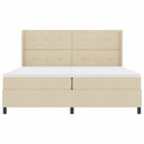 LED Box Spring Bed med madras Creme 200 x 200 cm Stof