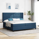 LED Box Spring Bed med madras Blå 200 x 200 cm Stof