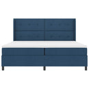LED Box Spring Bed med madras Blå 200 x 200 cm Stof