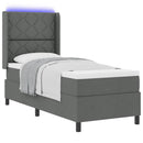 LED Box Spring Bed med hovedgærde Mørkegrå 80 x 200 cm Stof