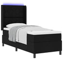 LED Box Spring Bed med hovedgærde Sort 80 x 200 cm Stof