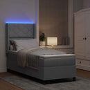 LED Box Spring Bed med hovedgærde Lysegrå 90 x 190 cm Stof