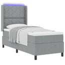 LED Box Spring Bed med hovedgærde Lysegrå 90 x 190 cm Stof