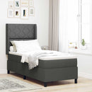 LED Box Spring Bed med hovedgærde Mørkegrå 90 x 190 cm Stof