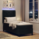 LED Box Spring Bed med hovedgærde Sort 90 x 190 cm Stof