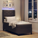 LED Box Spring Bed med hovedgærde Mørk Brun 90 x 190 cm Stof