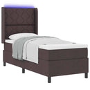 LED Box Spring Bed med hovedgærde Mørk Brun 90 x 190 cm Stof