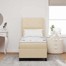 LED Box Spring Bed med hovedgærde Creme 90 x 190 cm Stof
