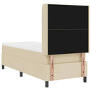 LED Box Spring Bed med hovedgærde Creme 90 x 190 cm Stof