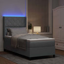 LED Box Spring Bed med hovedgærde Lysegrå 90 x 200 cm Stof